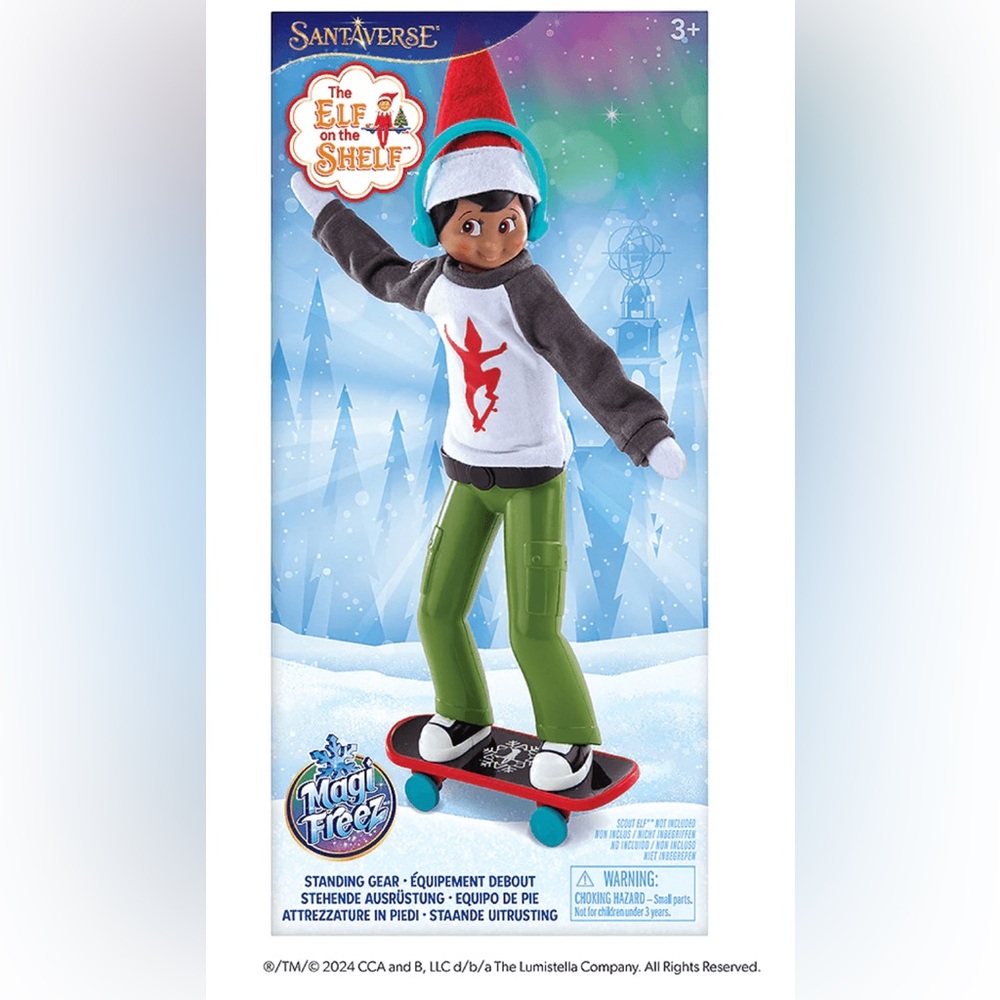 NWT Elf on the Shelf Magi-Freeze Holly Jolly Ollie Skateboarding Set